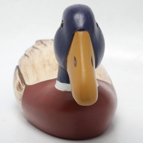 Vintage Wooden Mallard Duck Decoy Bird Handmade 90s Waterfowl Nature Blue Green - Picture 6 of 10
